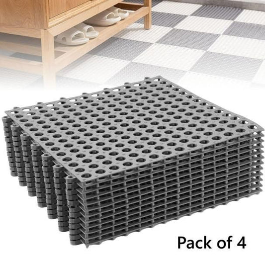 Bathroom Anti-Slip Tile Mats 🛁 (Pack of 4) – Waterproof & Interlocking