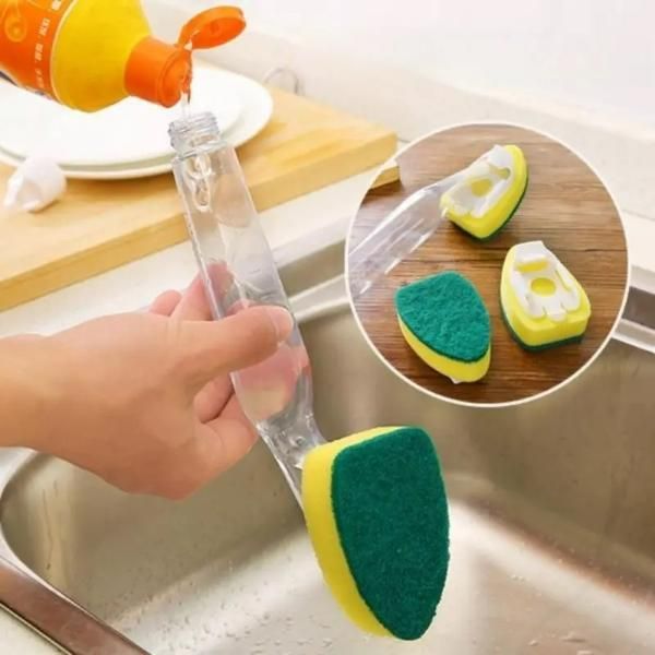Refillable Liquid Sponge & Brush Set – 2-in-1 Kitchen Cleaning Essential 🧼✨
