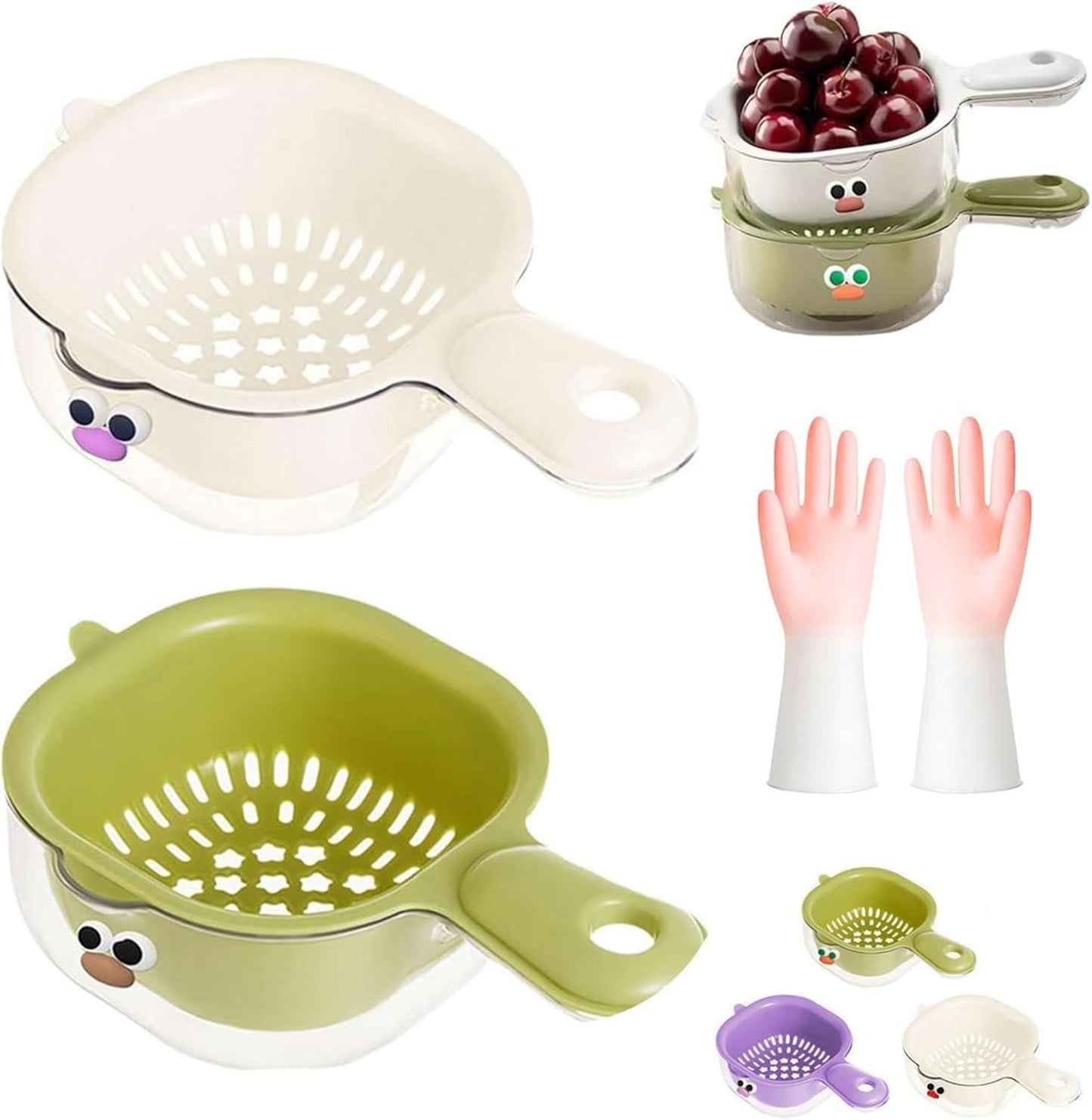 2-in-1 Dual-Layer Strainer Basket with Handle – Wash, Rinse & Drain Easily 🥦🍇✨