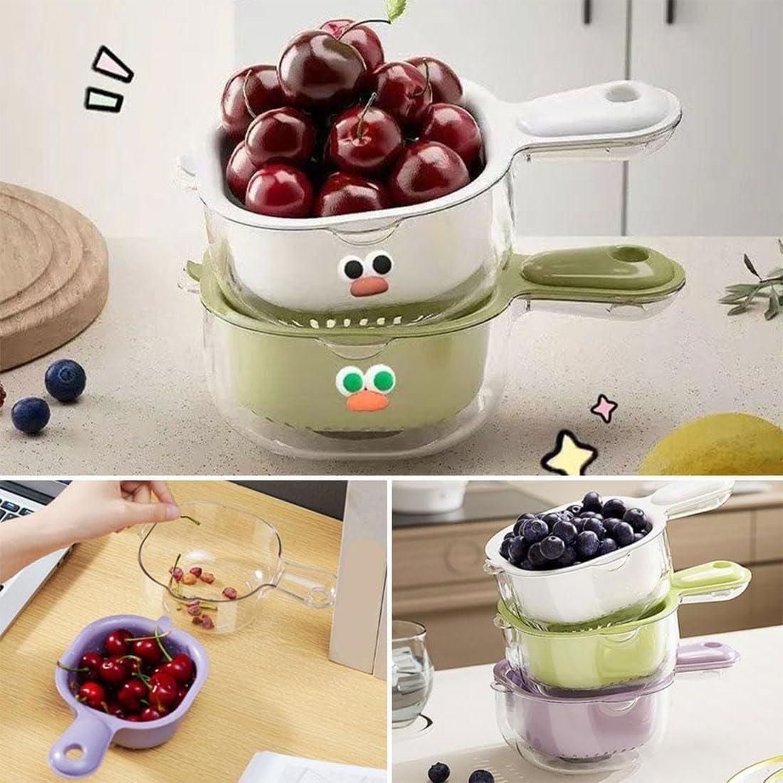 2-in-1 Dual-Layer Strainer Basket with Handle – Wash, Rinse & Drain Easily 🥦🍇✨