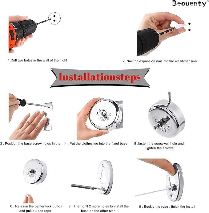 Stainless Steel Retractable Clothesline – Space-Saving & Heavy-Duty Drying Solution 🧺✨