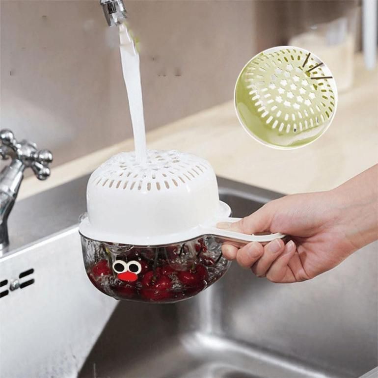 2-in-1 Dual-Layer Strainer Basket with Handle – Wash, Rinse & Drain Easily 🥦🍇✨