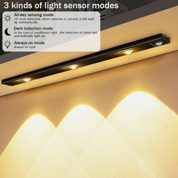 LED PIR Motion Sensor Cabinet Light – USB Rechargeable, Wireless & Smart ✨