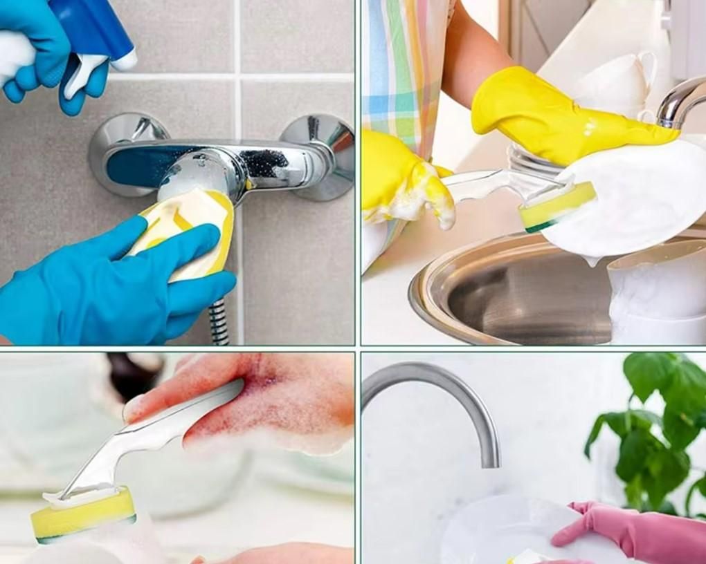 Refillable Liquid Sponge & Brush Set – 2-in-1 Kitchen Cleaning Essential 🧼✨